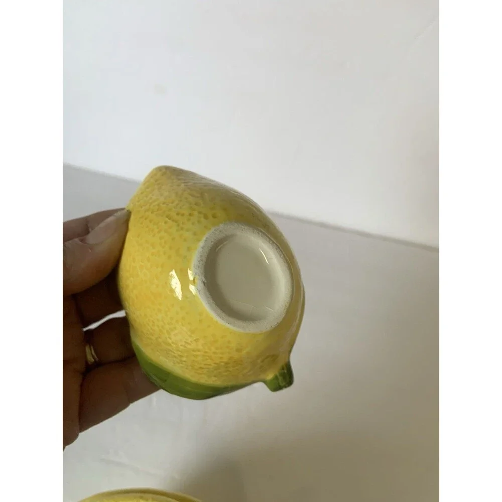 Lemon Shape Ceramic Nesting Measuring Cups (Set of 4) Bonus Coffee Mug Tea Cup